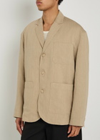 Jacquemus La Veste Pastro Striped Linen Jacket Beige