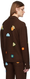 Casablanca Brown Motif Crochet Shirt