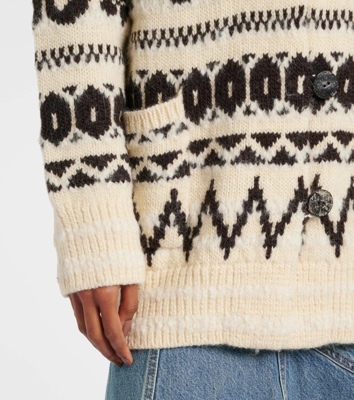 トップス POLO RALPH LAUREN wool patterned sweater Polo Ralph Lauren Patterned Lace-Up Wool Sweater - Neutrals