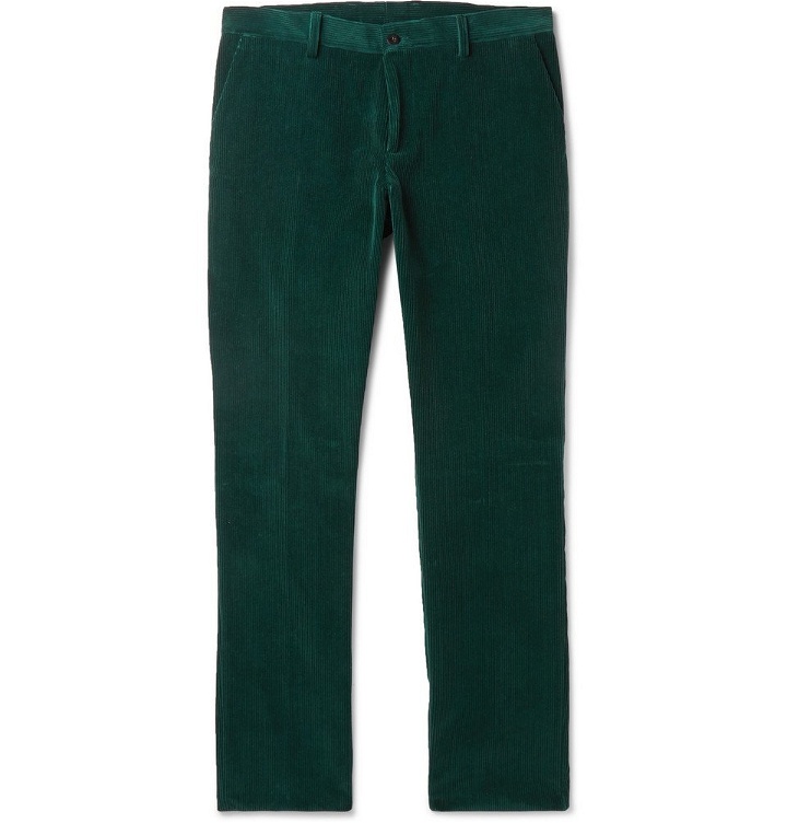 Photo: Etro - Slim-Fit Cotton-Corduroy Trousers - Emerald