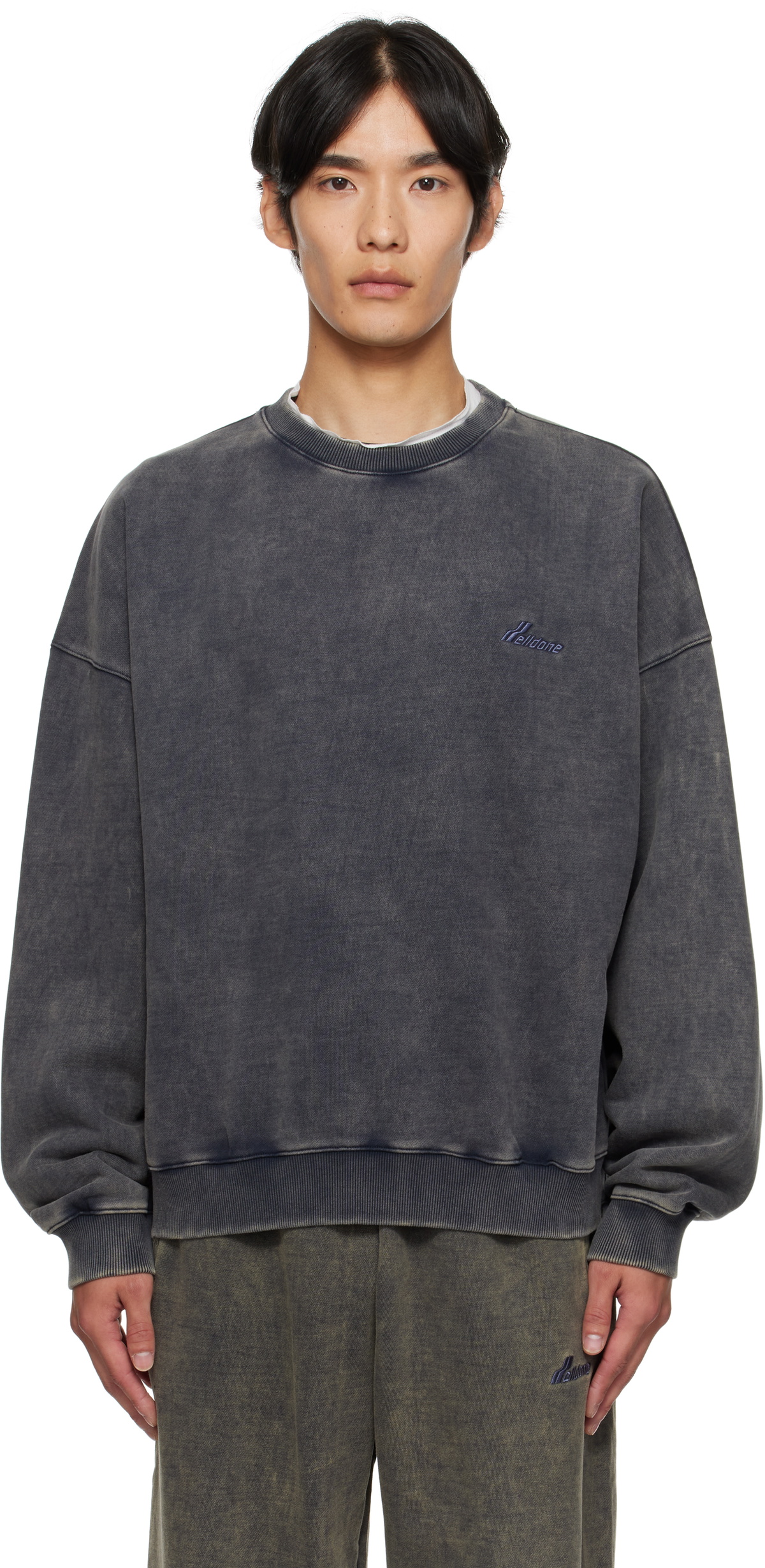 We11done Navy Bleached Sweatshirt