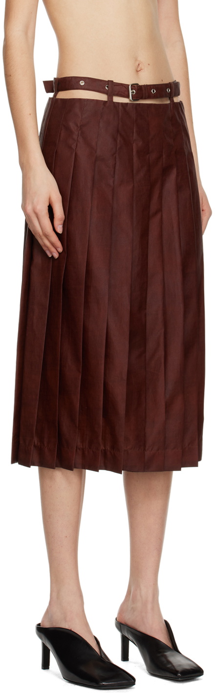 UMBER POSTPAST Brown Pleated Midi Skirt