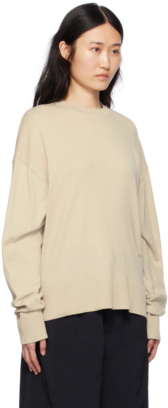 Birrot Beige Embroidered Sweater
