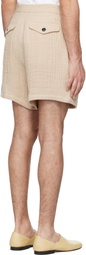 Tonywack Beige Double Weave Linen Shorts