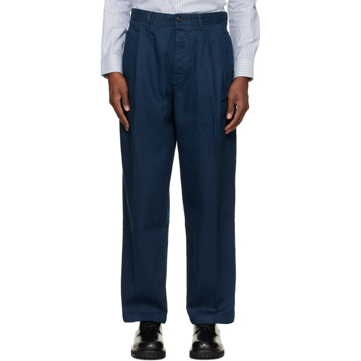 Photo: Hugo Navy Relaxed-Fit Soft Cotton Jeans