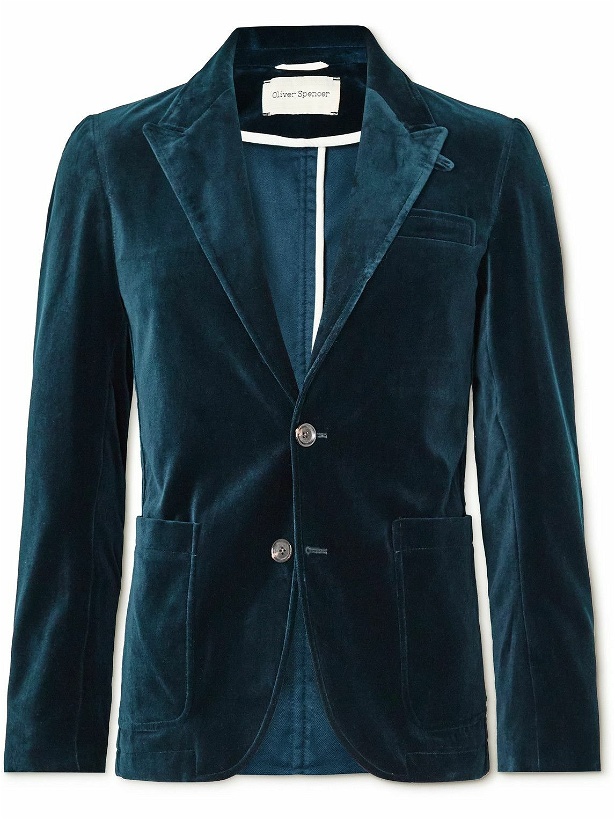 Photo: Oliver Spencer - Mansfield Cotton-Velvet Suit Jacket - Blue