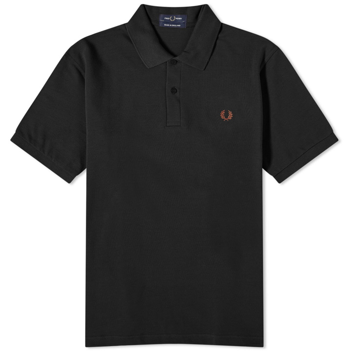 Photo: Fred Perry Men's Original Plain Polo Shirt in Black/Whisky Brown