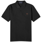 Fred Perry Men's Original Plain Polo Shirt in Black/Whisky Brown