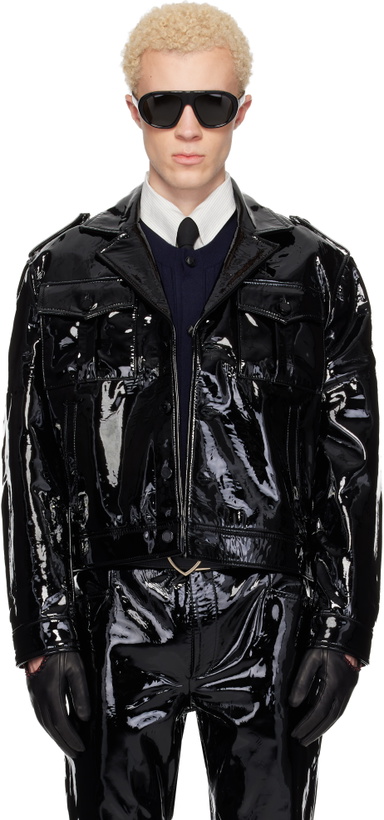 Photo: Ernest W. Baker Black Leather Military Bomber Jacket