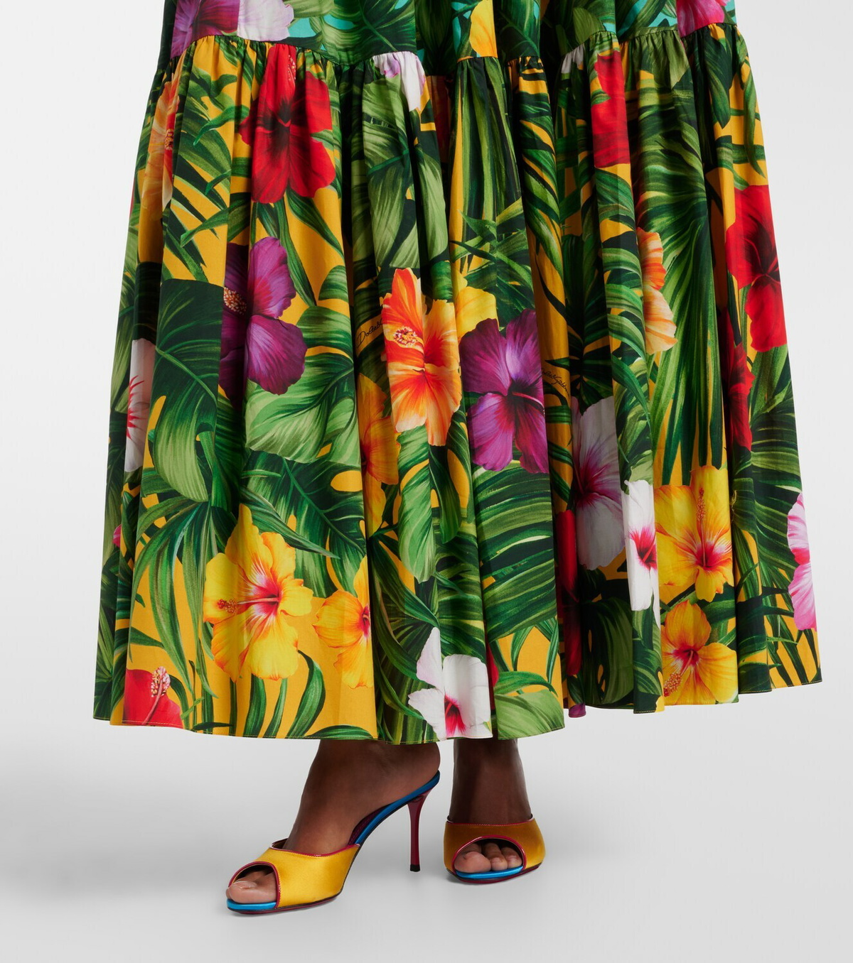 Dolce&Gabbana Floral tiered cotton maxi skirt