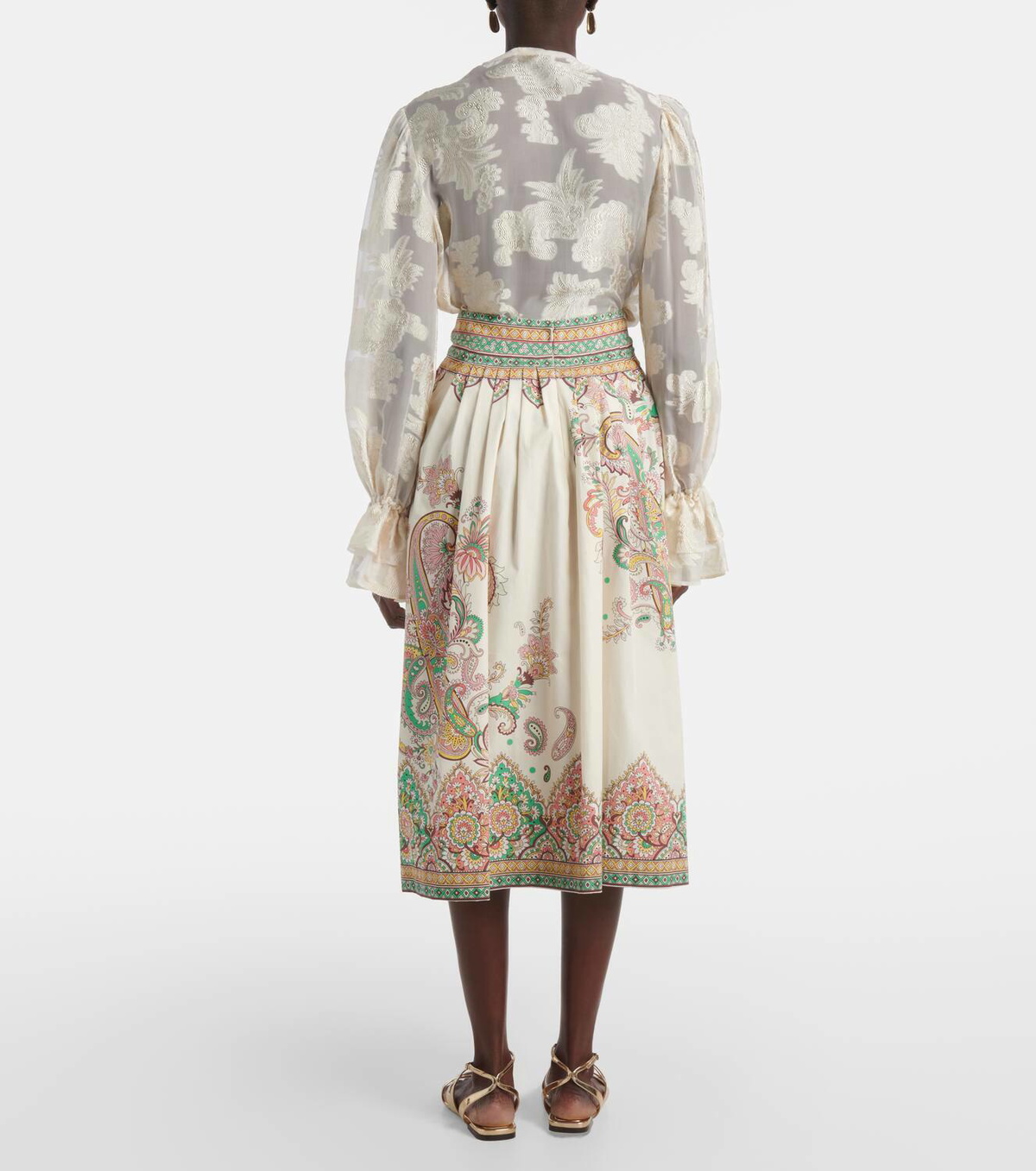Etro Paisley printed cotton poplin midi skirt Etro