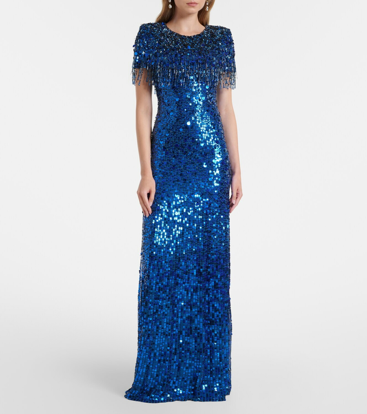 Jenny Packham Embellished fringed gown