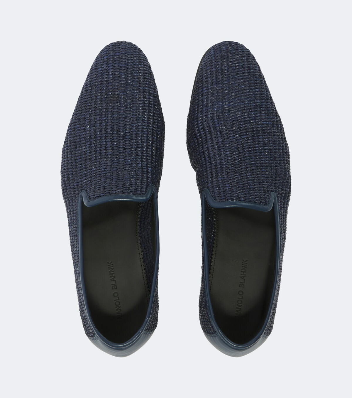 Manolo Blahnik Mario leather-trimmed raffia loafers