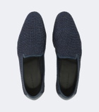 Manolo Blahnik Mario leather-trimmed raffia loafers