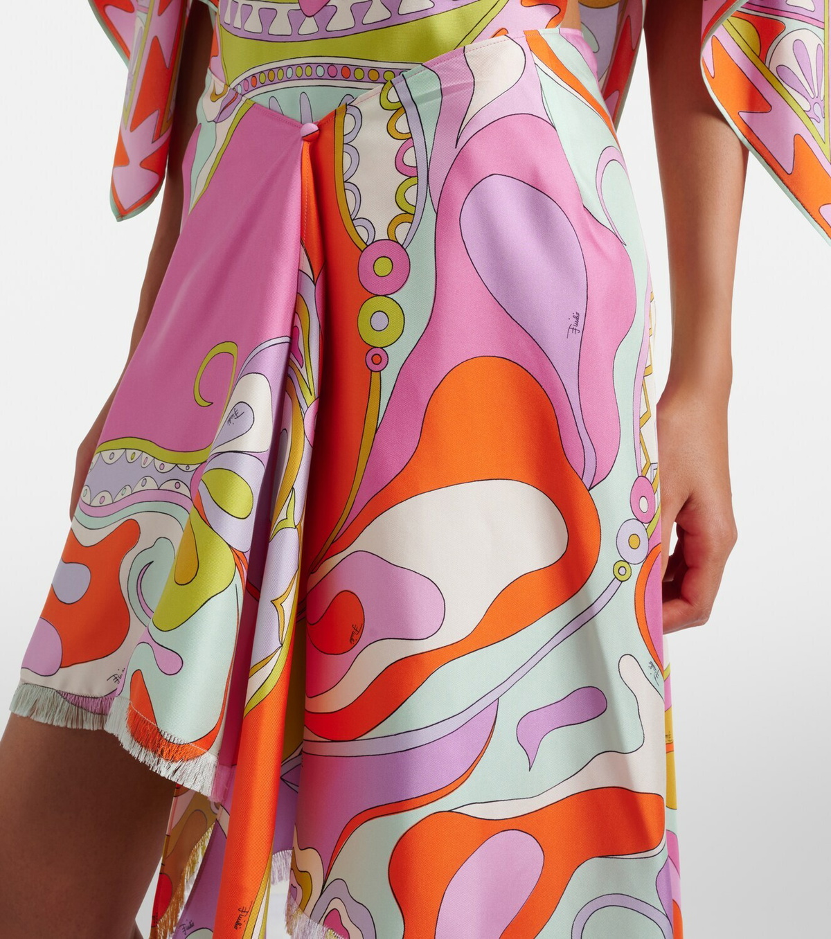 Pucci Orchidee silk twill midi skirt