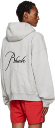 Rhude Gray Embroidered Hoodie