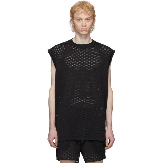 Photo: Rick Owens Black Champion Edition Mesh Sleeveless T-Shirt