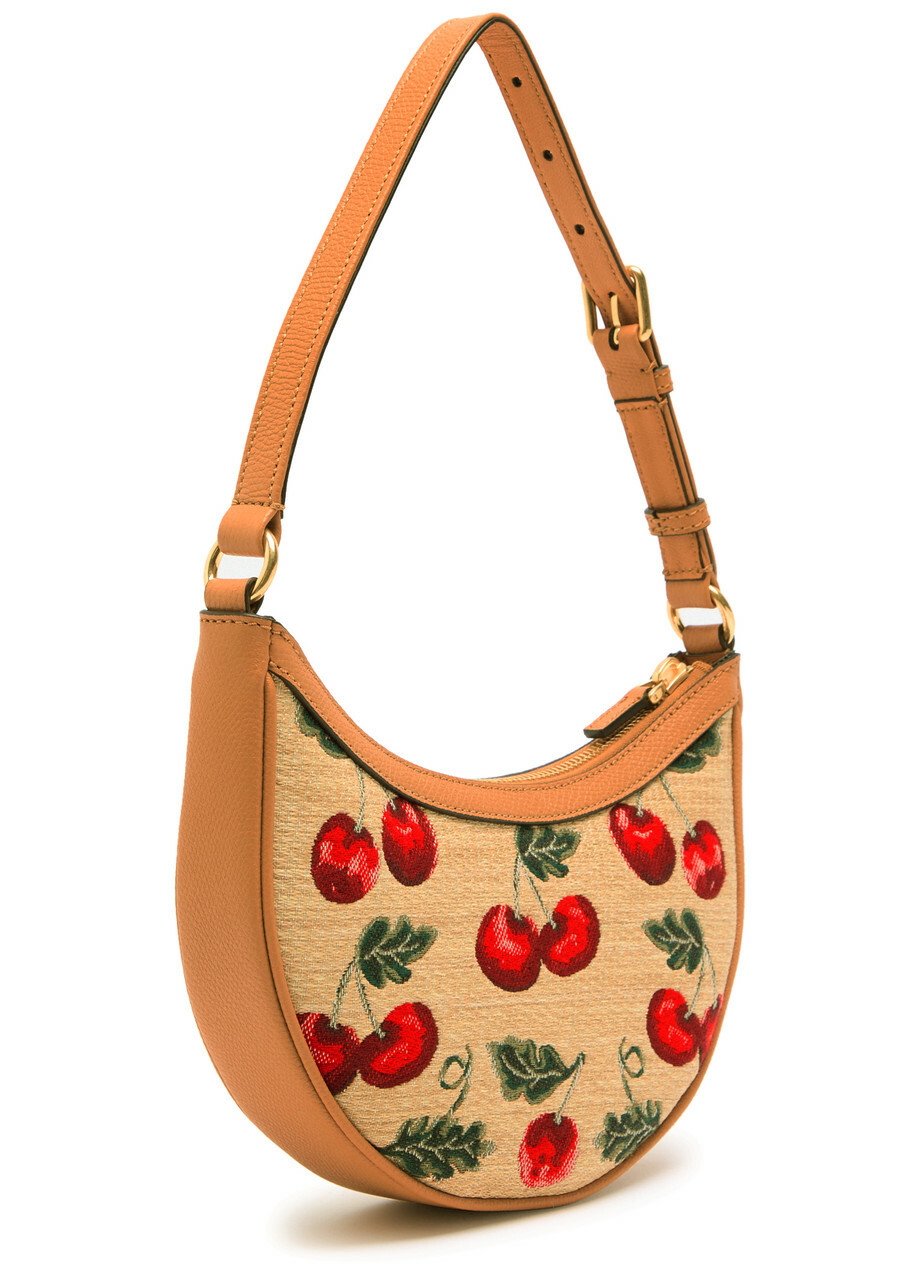 Valentino Garavani Hobo Mini Cherry-jacquard and Leather Shoulder bag - Natural - One Size