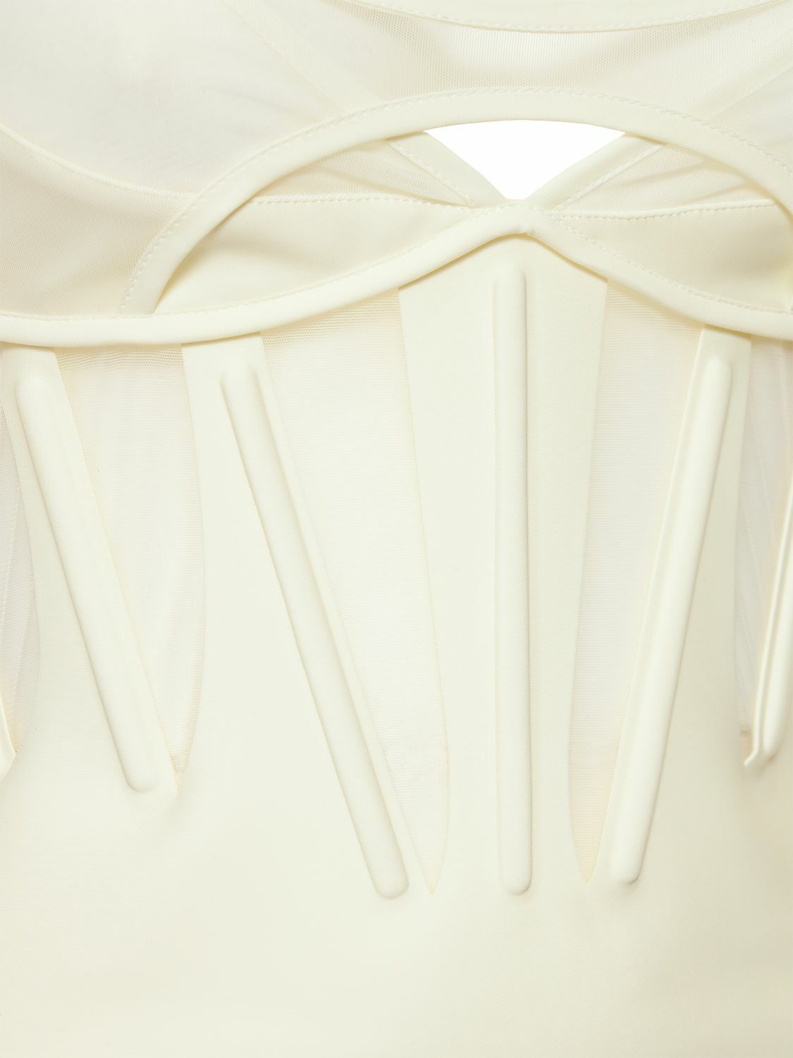 MUGLER Techno Jersey Corset Mesh Mini Dress Mugler