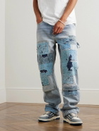 AMIRI - Skel-Top Colour-Block Leather and Denim Sneakers - Blue