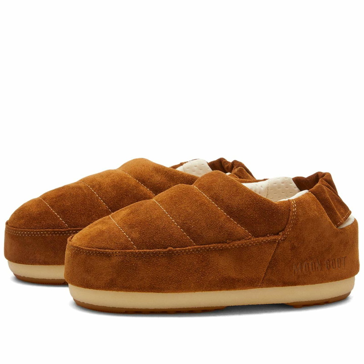 Photo: Moon Boot Women's Sandal Band Suede Shoes in Cognac