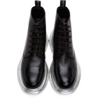 Alexander McQueen Black and Silver Lace-Up Boots