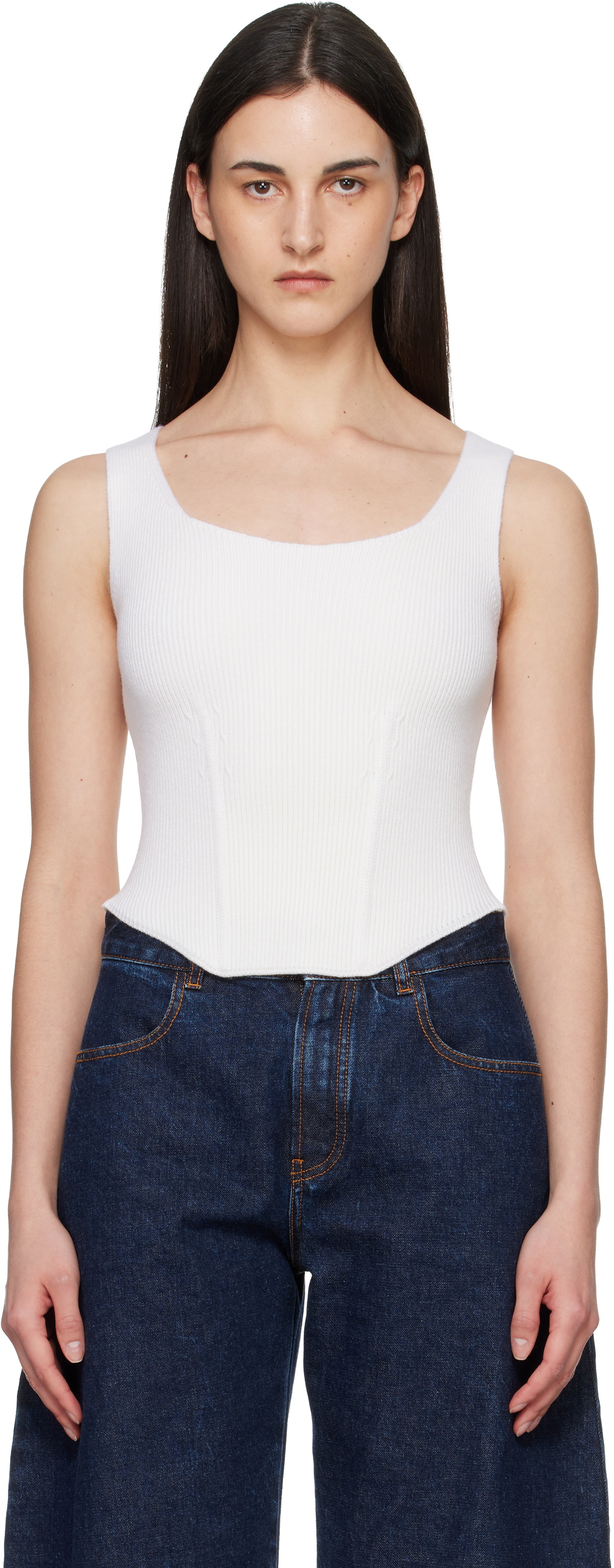 ALAÏA White Crop Hooded Tank Top ALAÏA