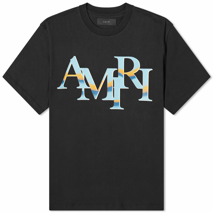 Photo: AMIRI Men's Chrome Staggered Logo T-Shirt in Black