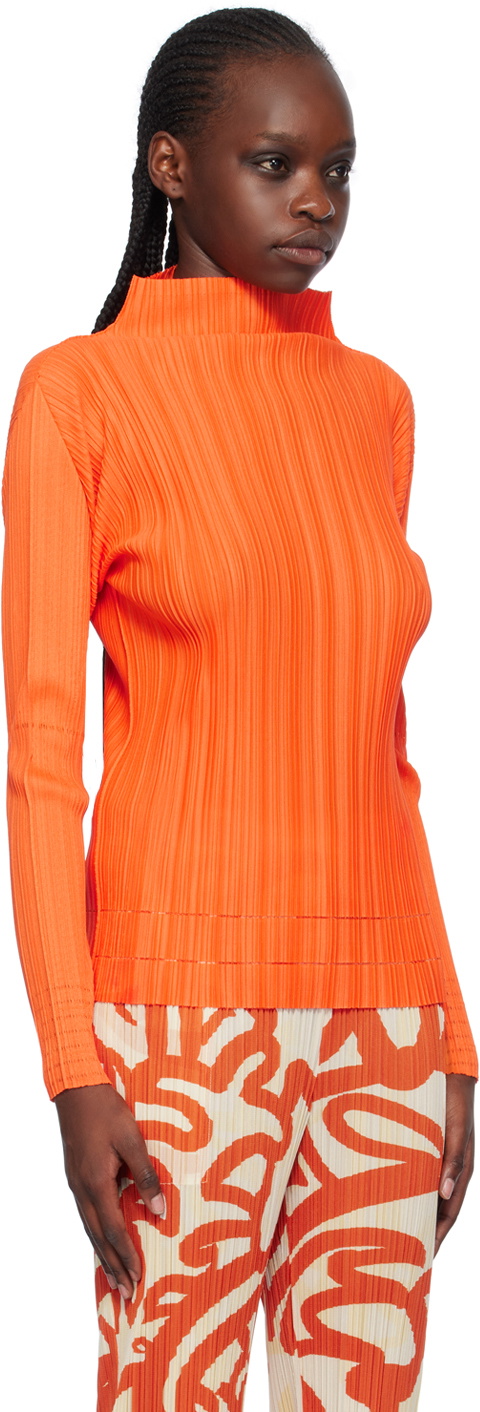 Pleats Please Issey Miyake Orange Soft Pleats Turtleneck