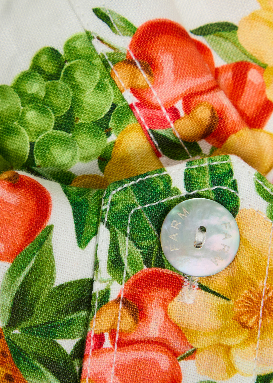 Farm Rio Picnic Flowers Printed Linen top Yellow