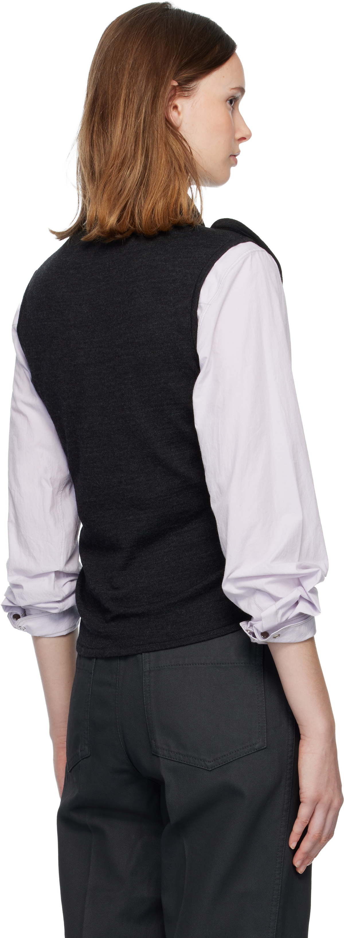 LEMAIRE Gray Asymmetrical Sleeveless Cardigan