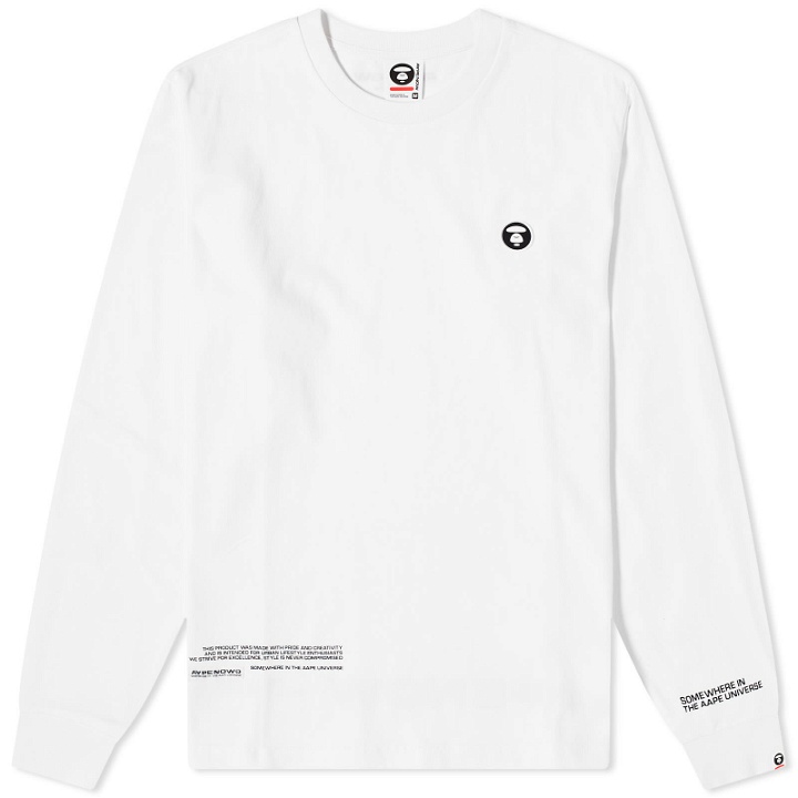 Photo: Men's AAPE Now Silicon Badge Long Sleeve T-Shirt in White