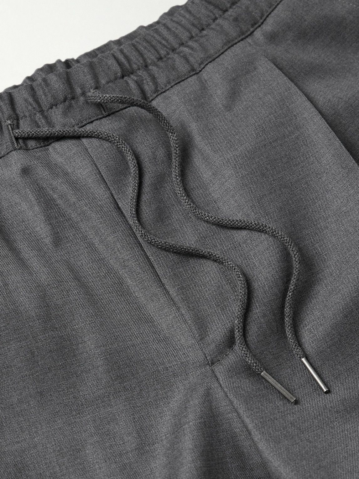 Caruso - Slim-Fit Pleated Wool Drawstring Trousers - Gray