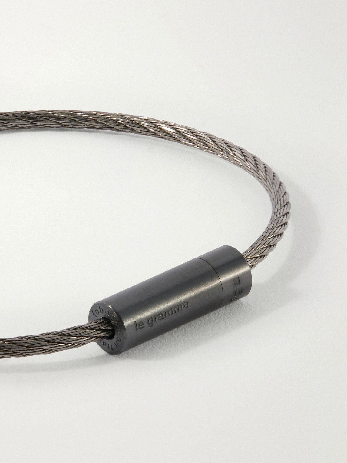 Le Gramme - 7g Brushed Sterling Silver and Ceramic Cable Bracelet - Black