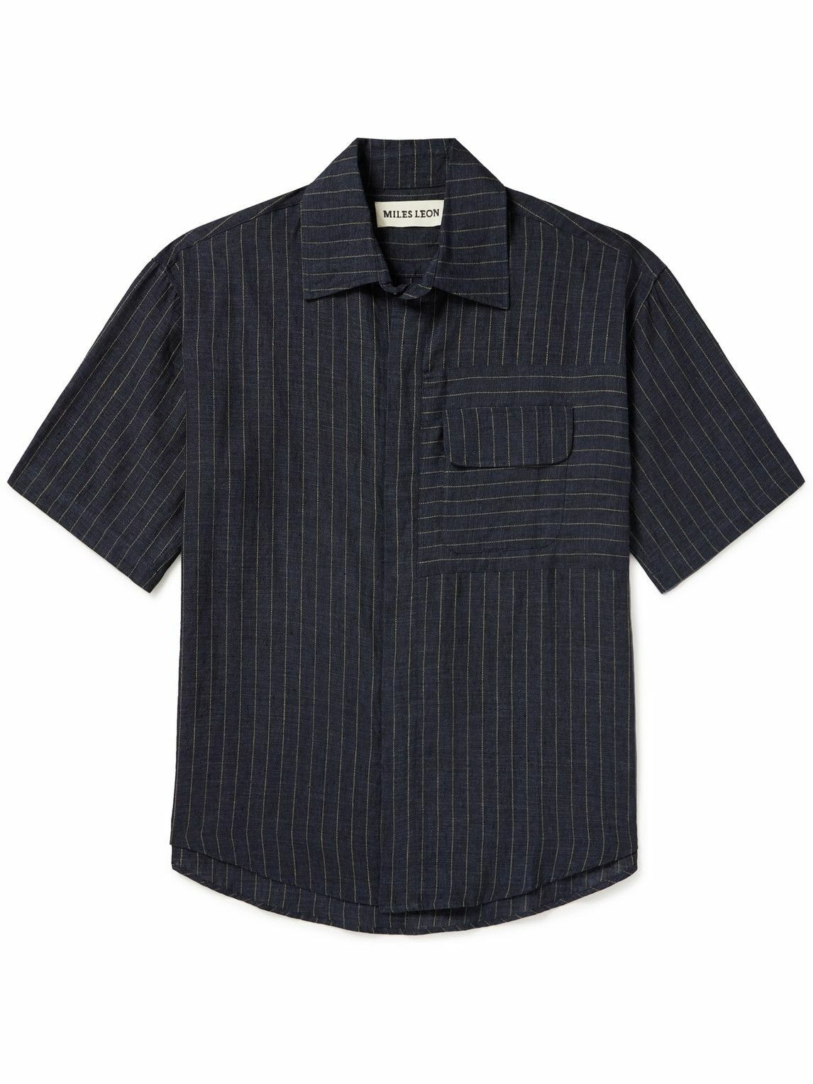 Miles Leon - Zen Oversized Pinstriped Linen Shirt - Blue Miles Leon