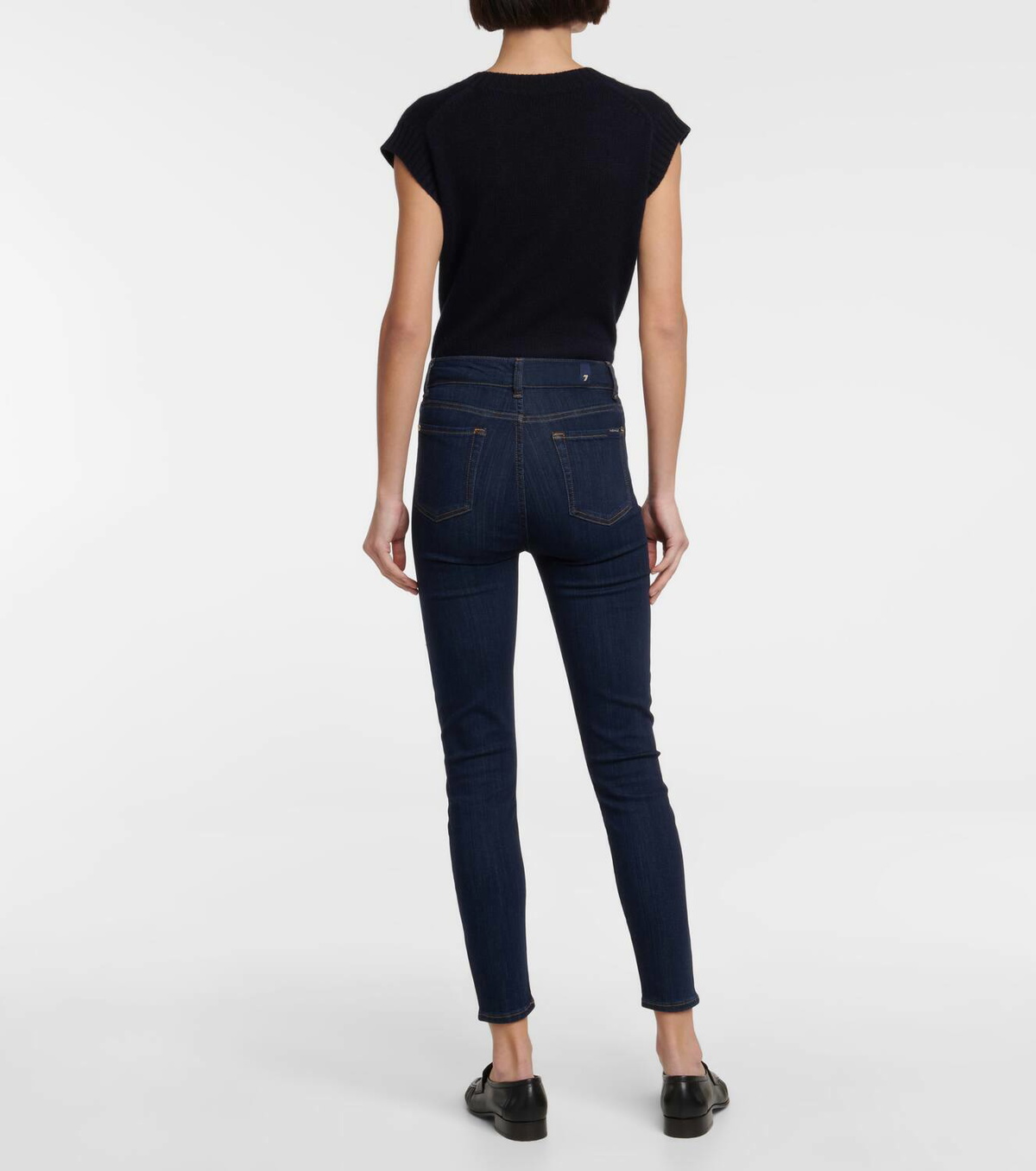 7 For All Mankind Women's Aubrey High Waist Skinny Jeans - Dark Wash Denim