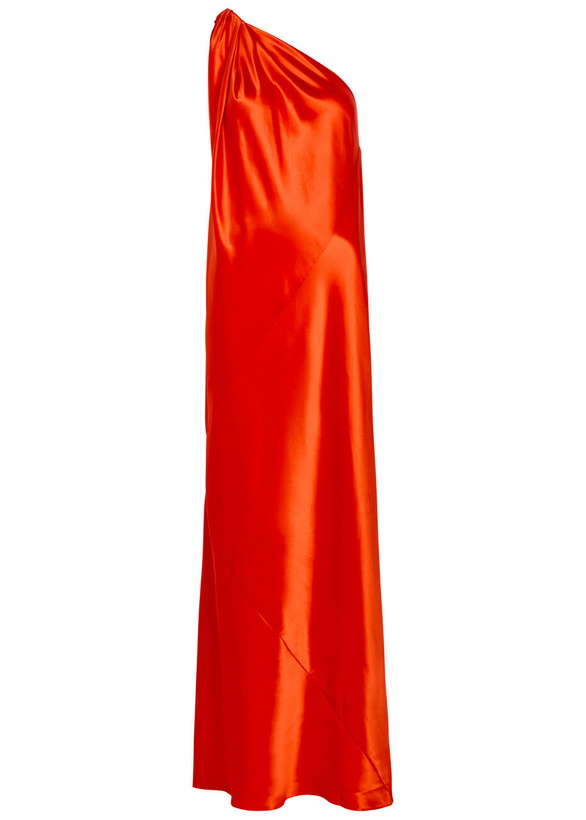 Photo: Delos Nova Draped Silk Maxi Dress Red