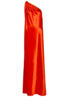Delos Nova Draped Silk Maxi Dress Red