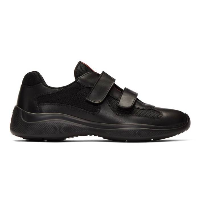 Photo: Prada Black Leather Technical Sneakers