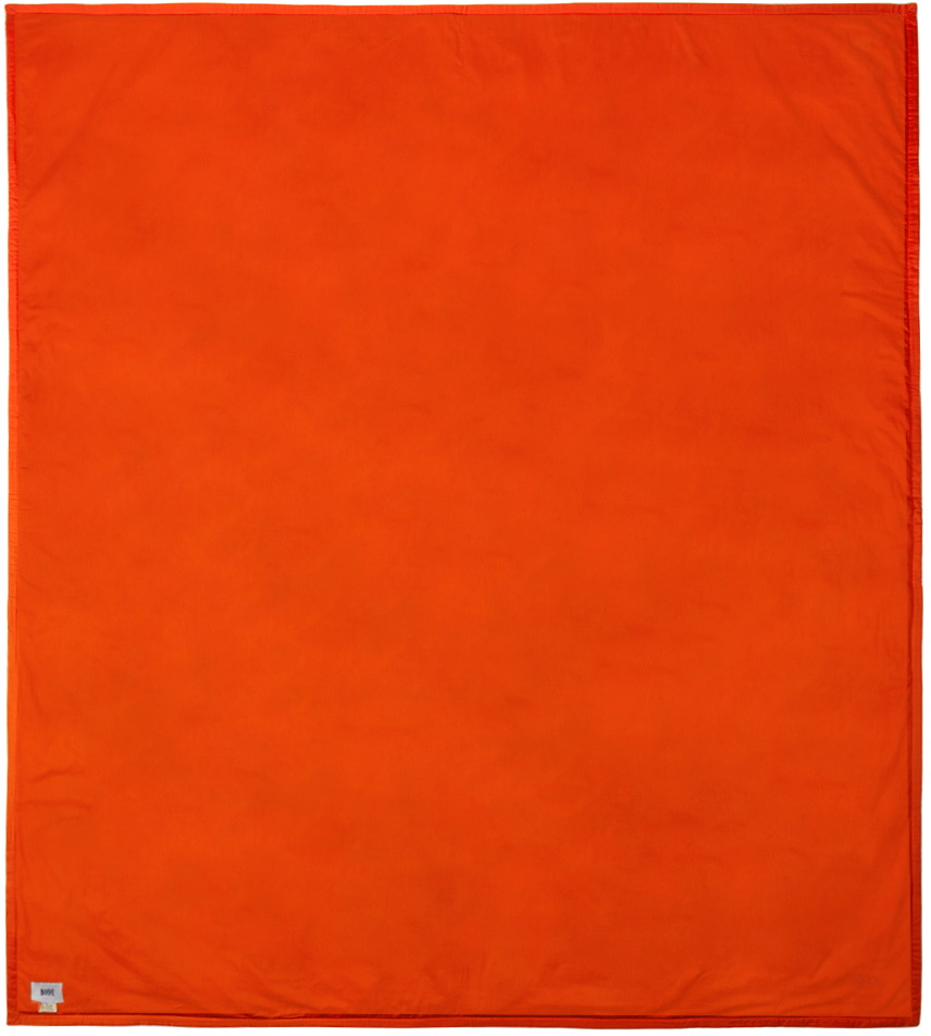 Bode Orange & White Clinton Street Label Quilt