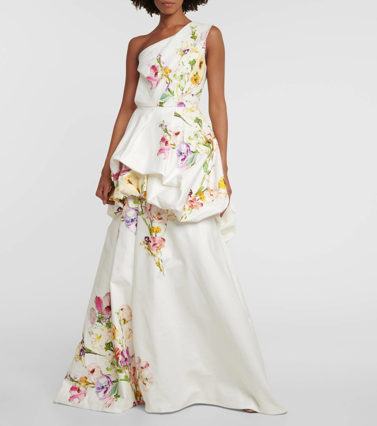 Monique One Shoulder Satin Maxi Gown (Navy)
