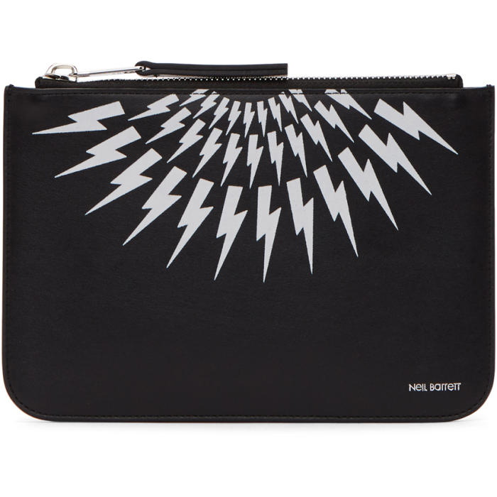 Photo: Neil Barrett Black and White Medium Thunderbolt Pouch 