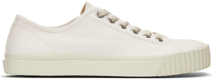 Photo: Maison Margiela White Canvas Tabi Sneakers