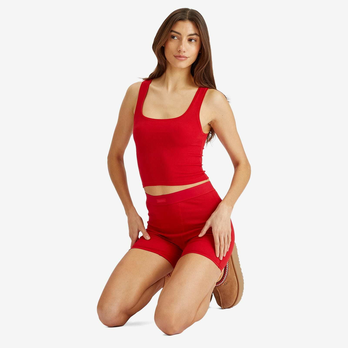 SKIMS Women's Cotton Rib Boxer in Cranberry SKIMS