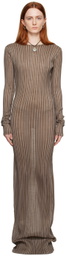Ludovic de Saint Sernin Brown Pleated Maxi Dress