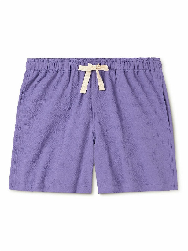 Photo: Howlin' - Magic Straight-Leg Stretch-Cotton Seersucker Drawstring Shorts - Purple