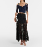 Rabanne Trompe l'œil lace and velvet crop top