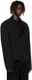 Lanvin Black Frayed Denim Jacket