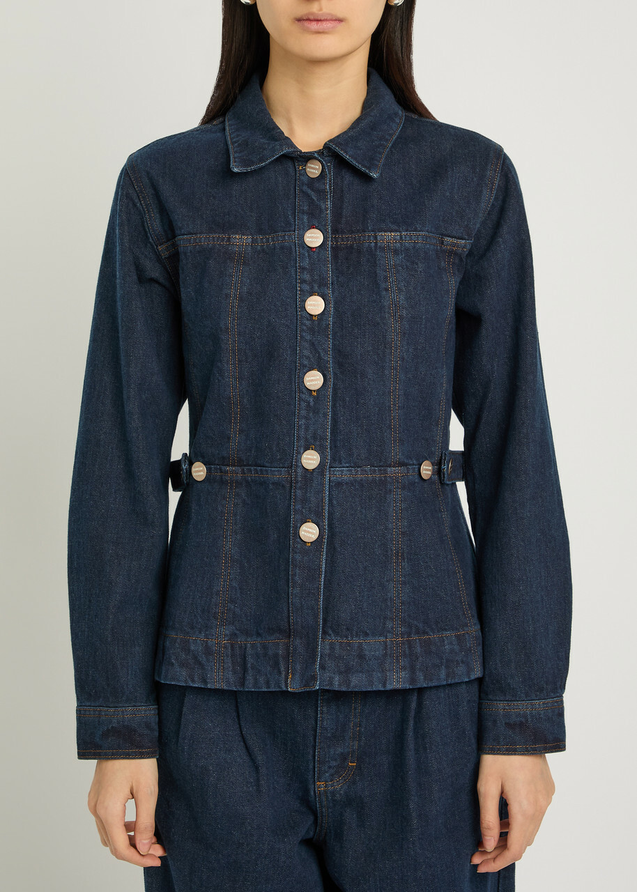 Damson Madder Darbie Panelled Denim Shirt Dark Blue