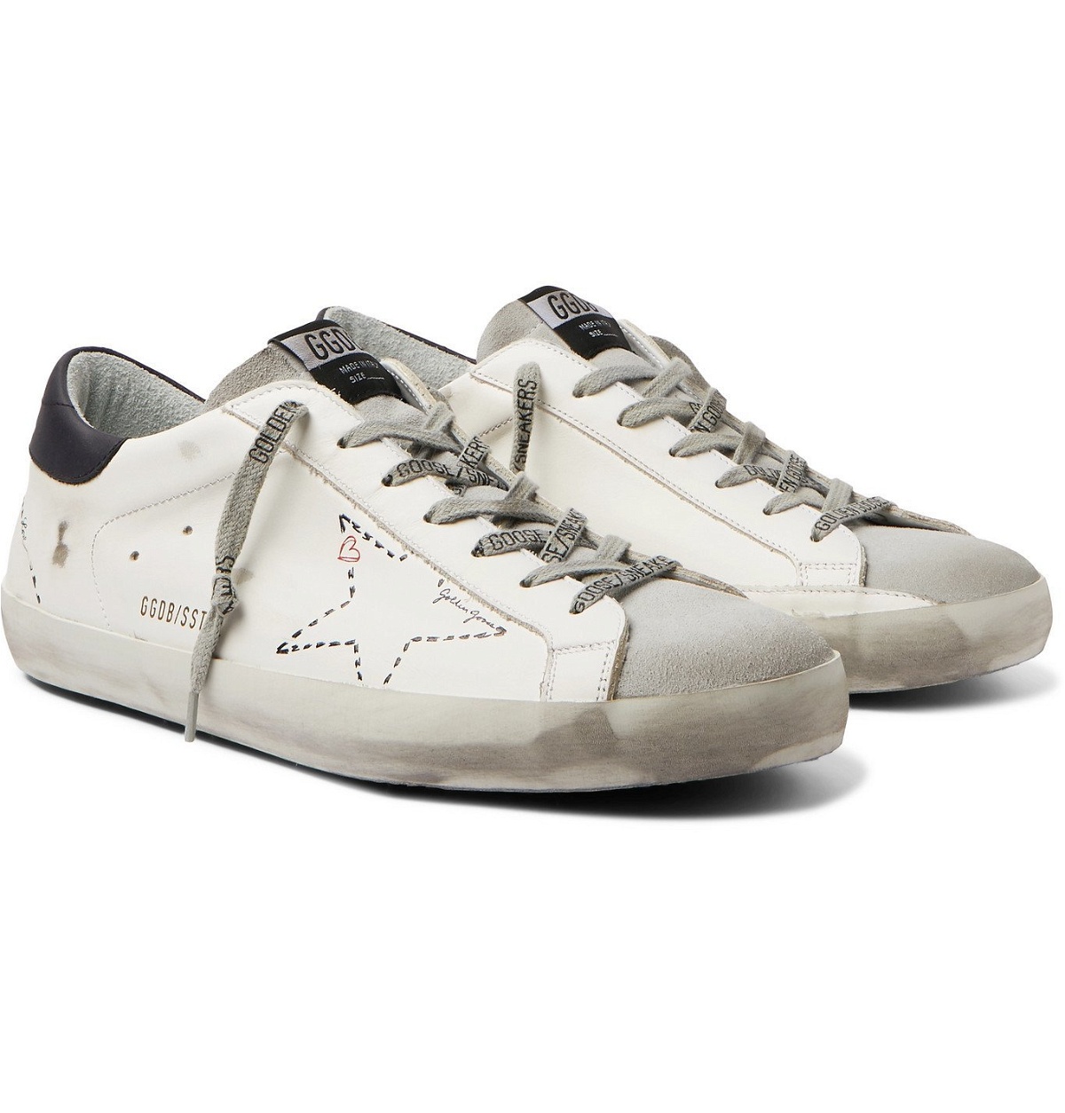 Golden Goose - Superstar Distressed Leather and Suede Sneakers - White  Golden Goose Deluxe Brand